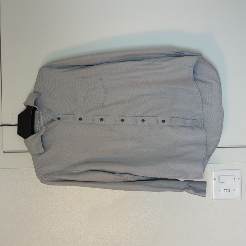 Tasso Elba men's gray striped dress shirt size medium (neck 15-15.5)